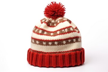 Wall Mural - Christmas woolen hat sweater beanie white.