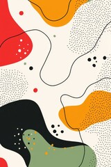 Wall Mural - abstract colorful background with organic shapes, lines, and dots. ideal for modern designs, wall ar