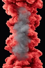Wall Mural - dynamic visual of vibrant red smoke swirling as it merges with gray mist, creating an artistic and d