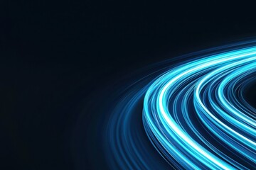 Wall Mural - a dynamic abstract image featuring vibrant blue light trails against a dark background, perfect for 