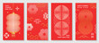 © TWINS DESIGN STUDIO - Chinese New Year 2025 greeting card background vector. Luxury poster design with lantern, flower, cloud, infinity, pattern, line art. Elegant oriental illustration for cover, red envelope, calendar.