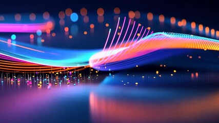 Wall Mural - vibrant abstract waves of light and color in dynamic blue, pink, and orange hues evoke energy and mo