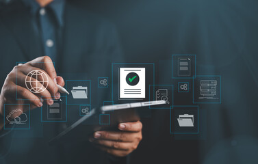 Leinwandbilder - Accountant showing office document auditing concept ,plan review process and assess correctness ,Management of important document storage of organization ,document system ,accountant Audit documents