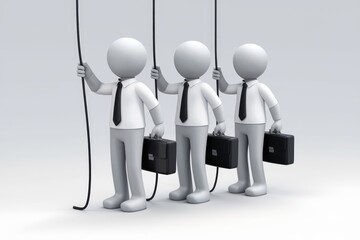Aufkleber - Three businessmen holding briefcases and ropes  standing in a row.