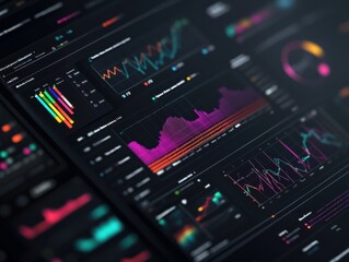 Poster - Sleek digital dashboard interface displaying interactive data visualizations and analytics trends in a modern workspace