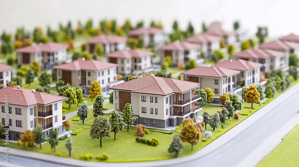 Miniature Model of a Suburban Residential Community: Architectural ...