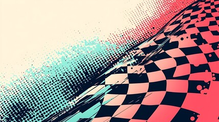 Poster - Abstract checkered pattern with grunge effect.