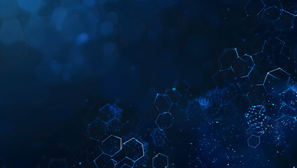 Blue background with a hexagonal pattern for a technology and science vector banner design