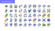 © hi cons - collection of colored line icons with abstract background, Database Network icons