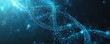© Саша Федюк - Blue background with a DNA double helix and digital network, a science or technology concept for medical research.