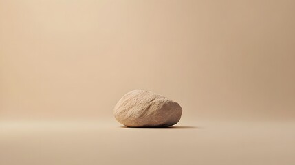 Aufkleber - A clean beige background with a small stone placed in the center, focusing on natural simplicity and texture. No text, no logo, wide angle shot, cinematic scene, 4k resolution