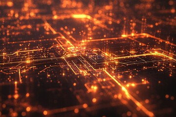 Wall Mural - abstract futuristic circuit board with glowing lines - digital art, technology background