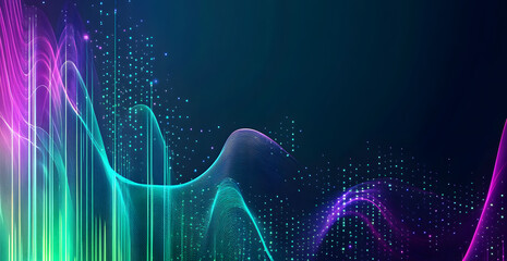 Fototapete - A digital abstract background with glowing blue and purple connections forms the shape of an AI brain on a dark gradient, ideal for tech presentations and social network banners.