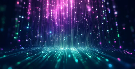 Poster - A digital abstract background with glowing blue and purple connections forms the shape of an AI brain on a dark gradient, ideal for tech presentations and social network banners.