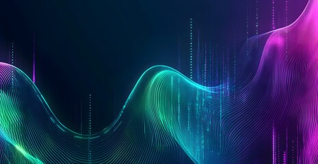 Poster - A digital abstract background with glowing blue and purple connections forms the shape of an AI brain on a dark gradient, ideal for tech presentations and social network banners.