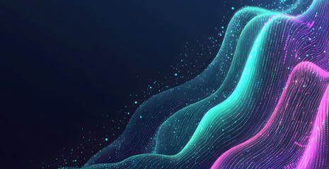 Poster - A digital abstract background with glowing blue and purple connections forms the shape of an AI brain on a dark gradient, ideal for tech presentations and social network banners.