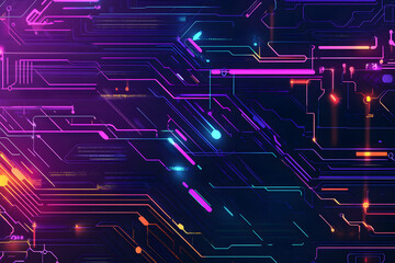 Poster - A digital abstract background with glowing blue and purple connections forms the shape of an AI brain on a dark gradient, ideal for tech presentations and social network banners.