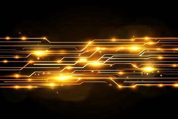 Wall Mural - abstract digital circuitry: golden lines and glowing connections - futuristic technology background
