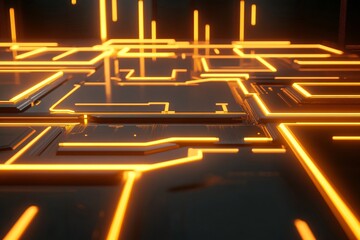 Wall Mural - abstract futuristic technology background with glowing lines and circuitry
