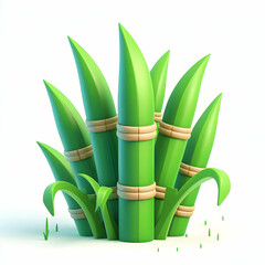 Wall Mural - 3D Pongal Sugarcane Vector Isolated Sugarcane Stalks Harvest Prosperity Infographic Icons Clean Lines Vibrant Green Colors 3D Icon White Background Design for Celebrations Traditional Indian Festival