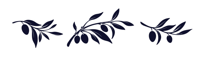 olive branch set, shape of fruit greek oil product