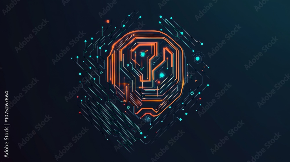 A futuristic AI logo with a circuit board design. Perfect for graphics ...
