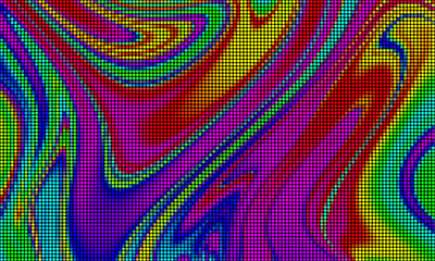 Aufkleber - trippy psychedelic colorful neon geometric shapes abstract vector background