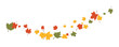 © Little J - Yellow, red and green autumn leaves gently float seasonal design. maple leaf flying in air