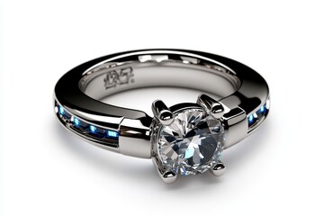 Aufkleber - High-tech ring with LED light details and a transparent gemstone, in a sleek, modern design