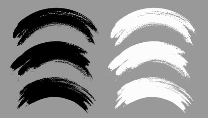 Aufkleber - Brush stroke vector. Painted curves, arc lines, isolated. Grunge curvy backgrounds. Textured design elements. Black and white brush options