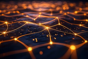 Wall Mural - abstract digital network: glowing lines and connections representing data and technology