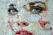 © deagreez - Fashionable Generative AI illustration image female facial collage many colorful elements trend puzzle