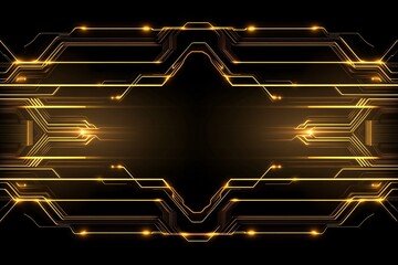 Wall Mural - Abstract Futuristic Technology Background: Glowing Golden Circuit Lines Pattern Design