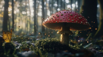 Wall Mural - Enchanted Mushroom In A Forest