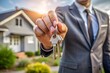 © Adnan - Real state agent holding keys in the front of house, property owner