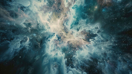 Wall Mural - Stunning Cosmic Nebula with Vibrant Colors and Stars in Deep Space Captured in a Mesmerizing Astronomical Photograph
