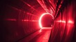 © Oleg - The image features a red tunnel interior with light reflections creating an abstract and intriguing visual effect.