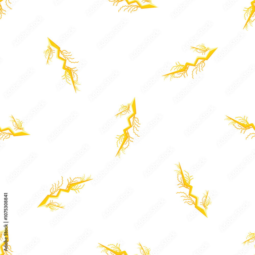 Yellow lightning bolt striking white background seamless pattern Stock ...