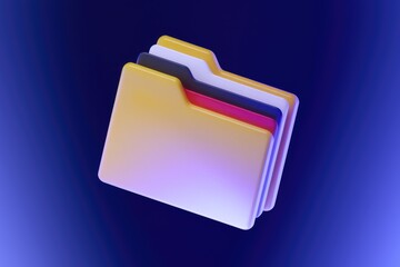 Leinwandbilder - A 3D render of a yellow folder with colorful tabs.