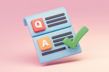 Leinwandbilder - 3D rendering of Q&A form with a checkmark