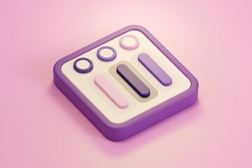 Aufkleber - 3D render of a purple square button with 3 sliders and 3 circles