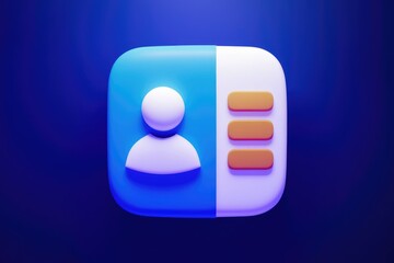 Fototapete - 3D icon representing a user profile with a list.