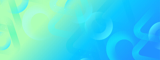 Wall Mural - blue and green vector abstract modern futuristic 3d line banner with shapes ideal for post, backgrou