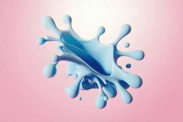 Aufkleber - A 3D rendering of a blue liquid splash against a pink background.