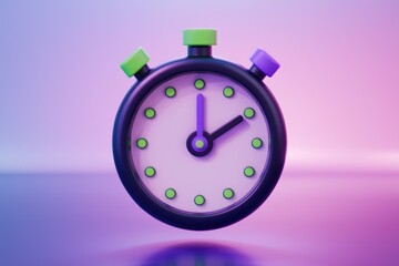Aufkleber - A 3D rendering of a purple and green stopwatch.