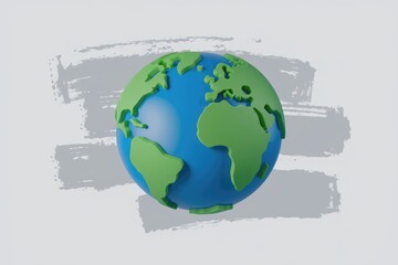 Poster - 3D rendering of a blue and green earth globe with continents outlined.