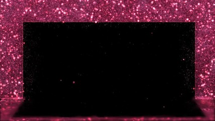 Wall Mural - Ruby Particles Gate Frame with Reflection Floor, Alpha Channel, Loop Background