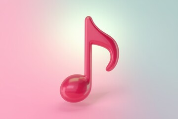 Poster - A 3D pink music note against a soft gradient background.