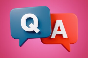 Leinwandbilder - 3D rendering of speech bubbles with Q and A.
