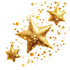 Wall Mural - Scattered golden stars on a white background, representing celebration, achievement, and elegance.

